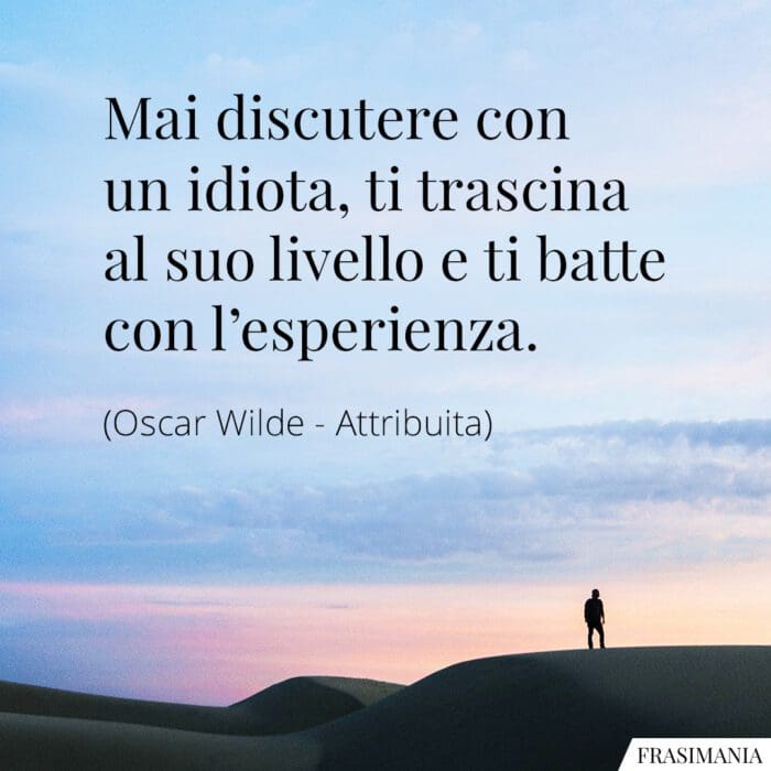 Mai discutere con un idiota, ti trascina al suo livello e ti batte con l'esperienza.