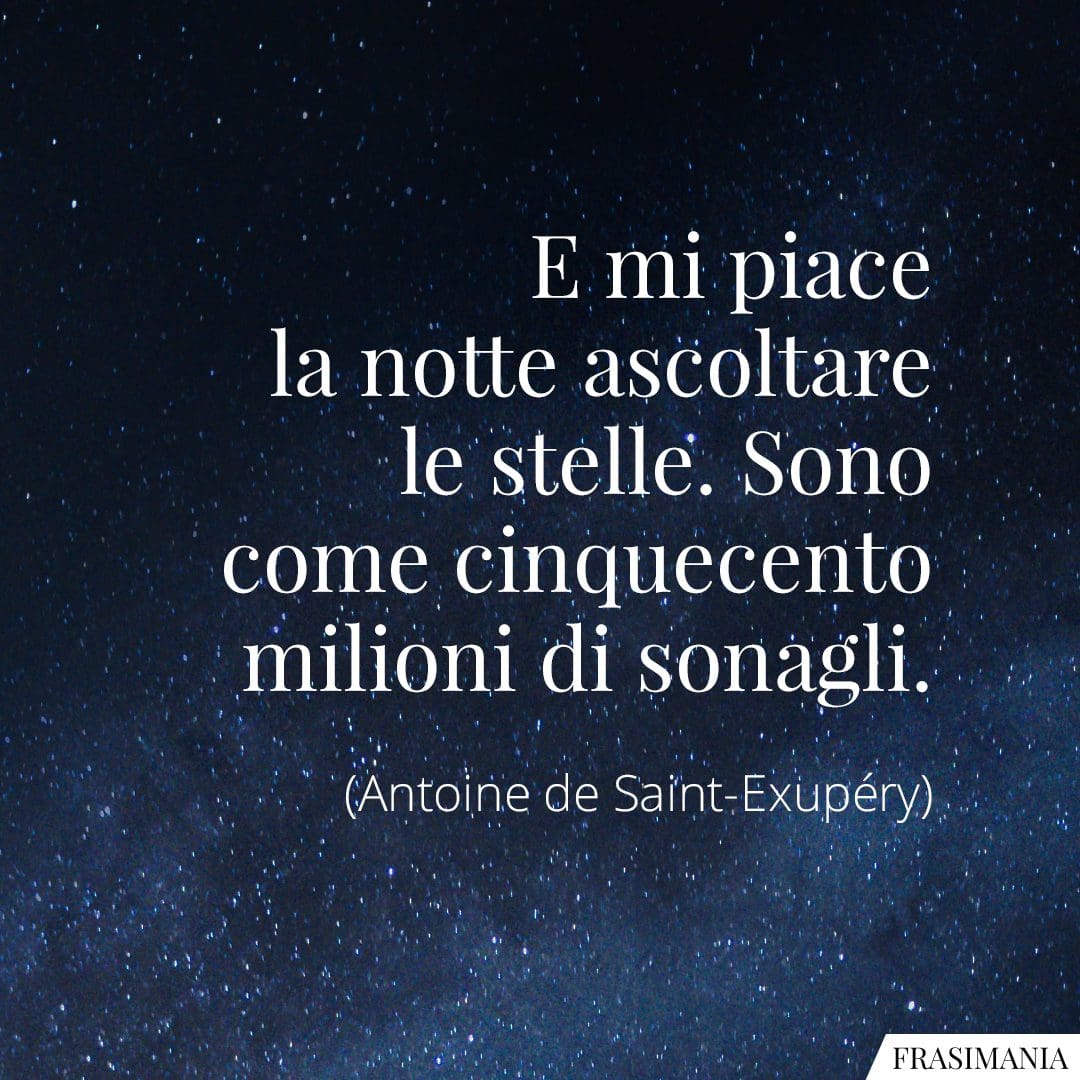 E mi piace la notte ascoltare le stelle. Sono come cinquecento milioni di sonagli.
