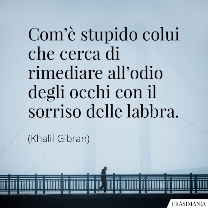 Com’è stupido colui che cerca di rimediare all’odio degli occhi con il sorriso delle labbra.