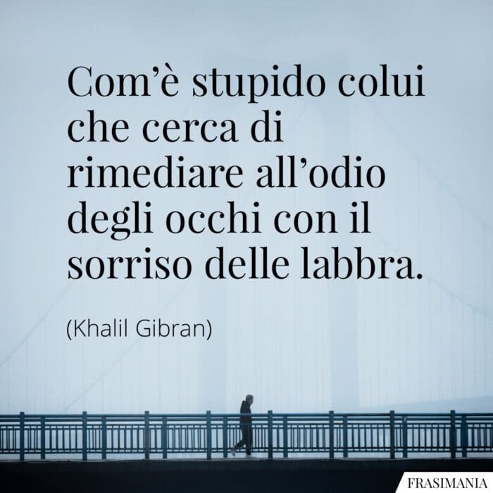 Com'è stupido colui che cerca di rimediare all'odio degli occhi con il sorriso delle labbra.