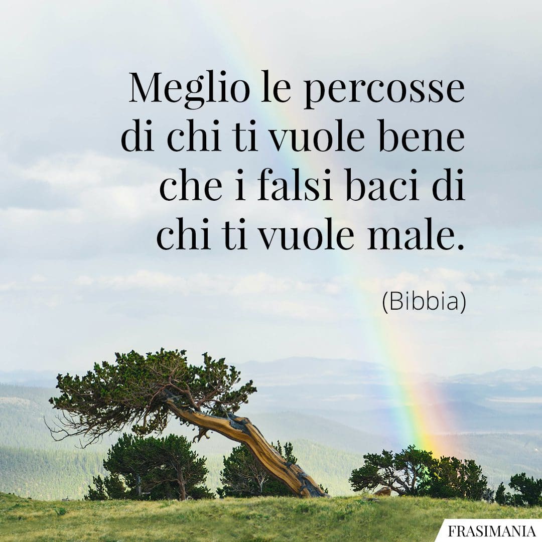 Meglio le percosse di chi ti vuole bene che i falsi baci di chi ti vuole male.