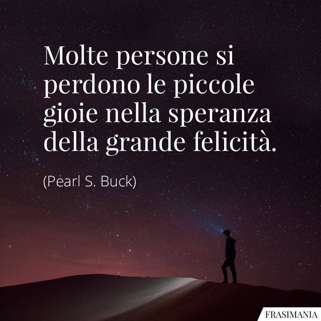 Molte persone si perdono le piccole gioie nella speranza della grande felicità.