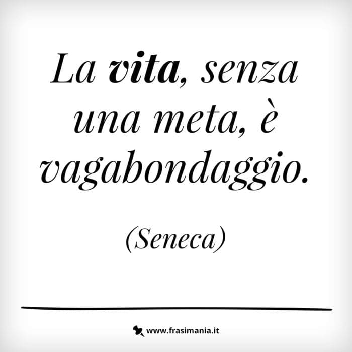 La vita, senza una meta, è vagabondaggio.