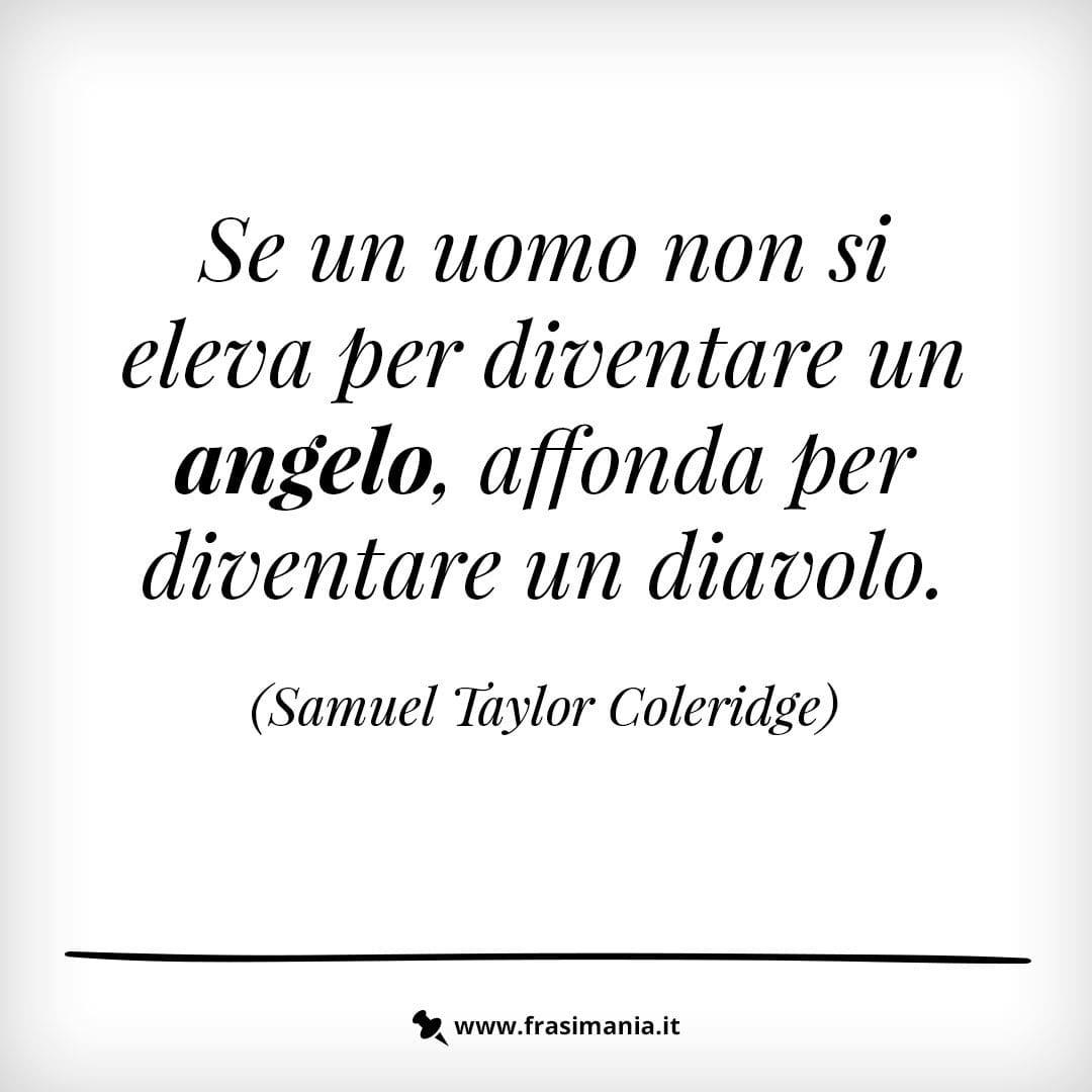 Se un uomo non si eleva per diventare un angelo, affonda per diventare un diavolo.