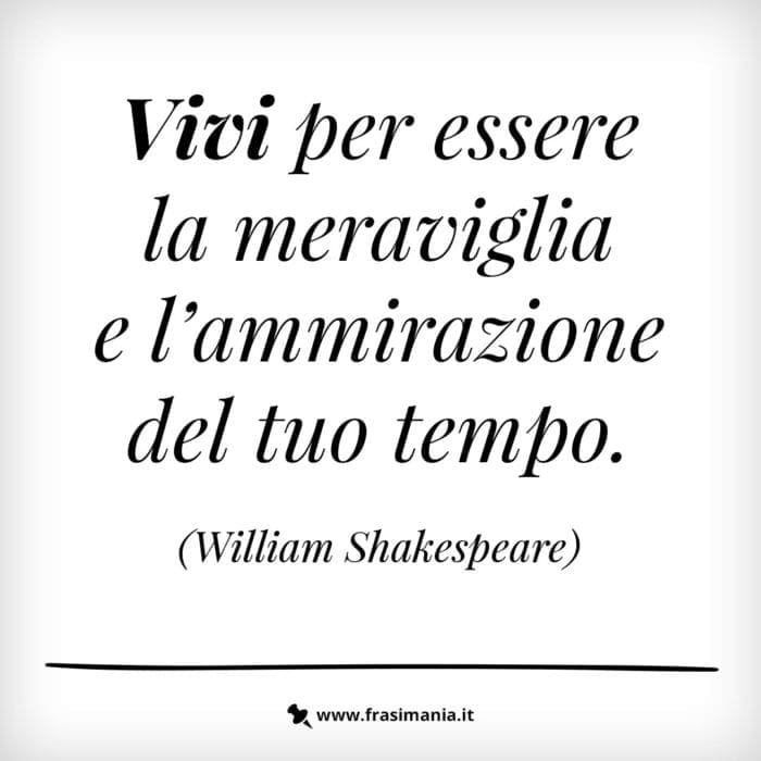 Vivi per essere la meraviglia e l’ammirazione del tuo tempo.