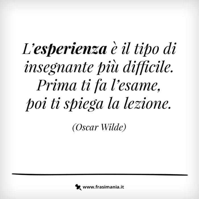 L'esperienza è il tipo di insegnante più difficile. Prima ti fa l'esame, poi ti spiega la lezione.