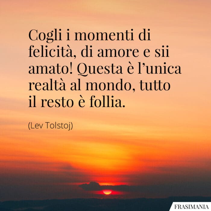 Cogli i momenti di felicità, di amore e sii amato! Questa è l'unica realtà al mondo, tutto il resto è follia.