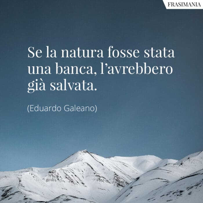 Se la natura fosse una banca, l'avrebbero già salvata.