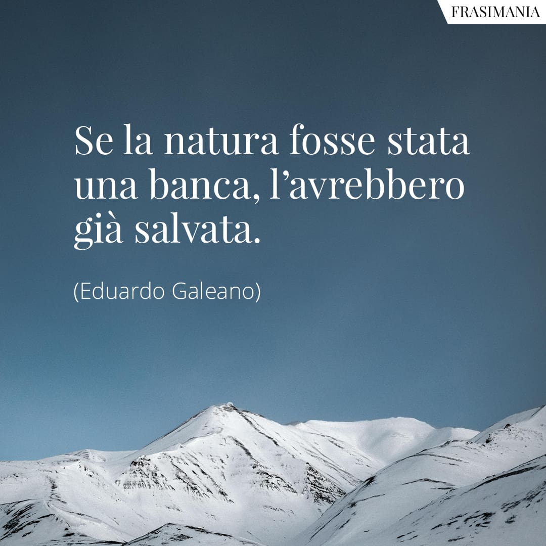 Se la natura fosse una banca, l'avrebbero già salvata.