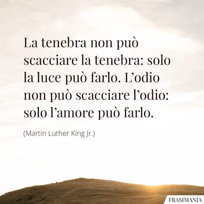 La tenebra non può scacciare la tenebra: solo la luce può farlo. L'odio non può scacciare l'odio: solo l'amore può farlo.