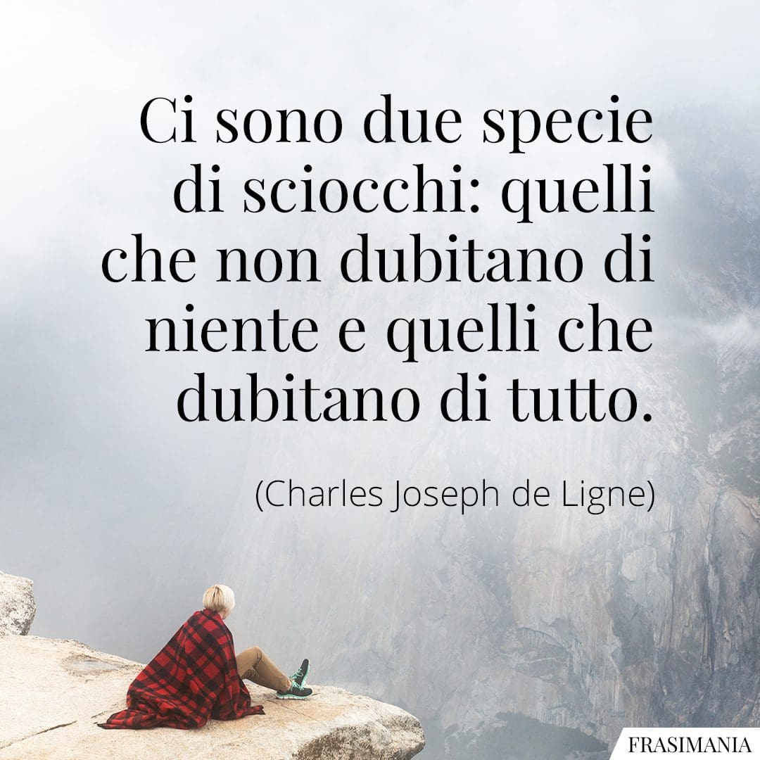 Ci sono due specie di sciocchi: quelli che non dubitano di niente e quelli che dubitano di tutto.