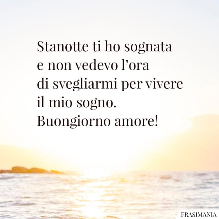 Stanotte ti ho sognata e non vedevo l'ora di svegliarmi per vivere il mio sogno. Buongiorno amore!