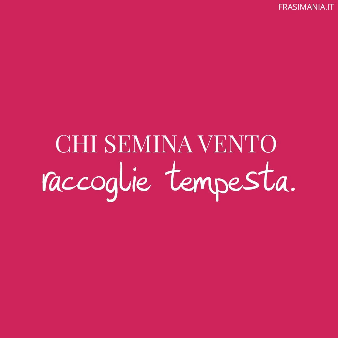 Chi semina vento raccoglie tempesta.