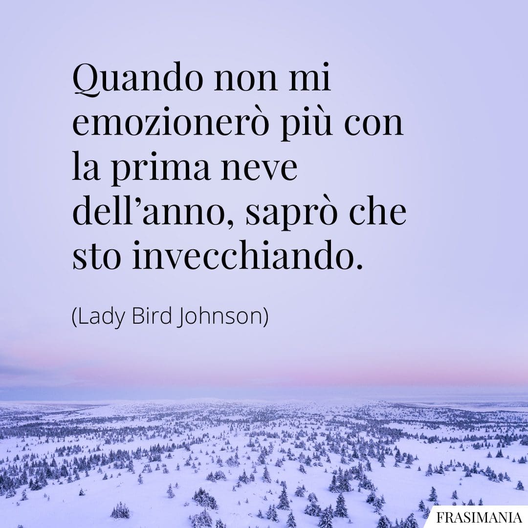 Quando non mi emozionerò più con la prima neve dell'anno, saprò che sto invecchiando.