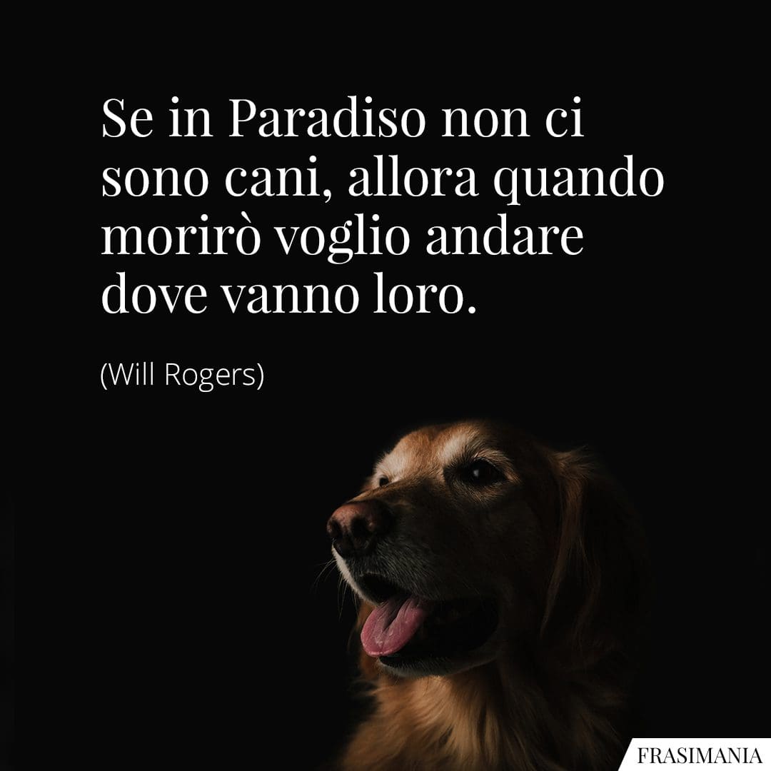 Se in Paradiso non ci sono cani, allora quando morirò voglio andare dove vanno loro.