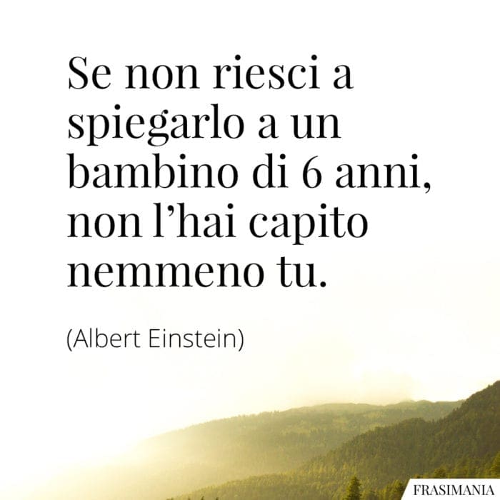 Se non riesci a spiegarlo a un bambino di 6 anni, non l'hai capito nemmeno tu.