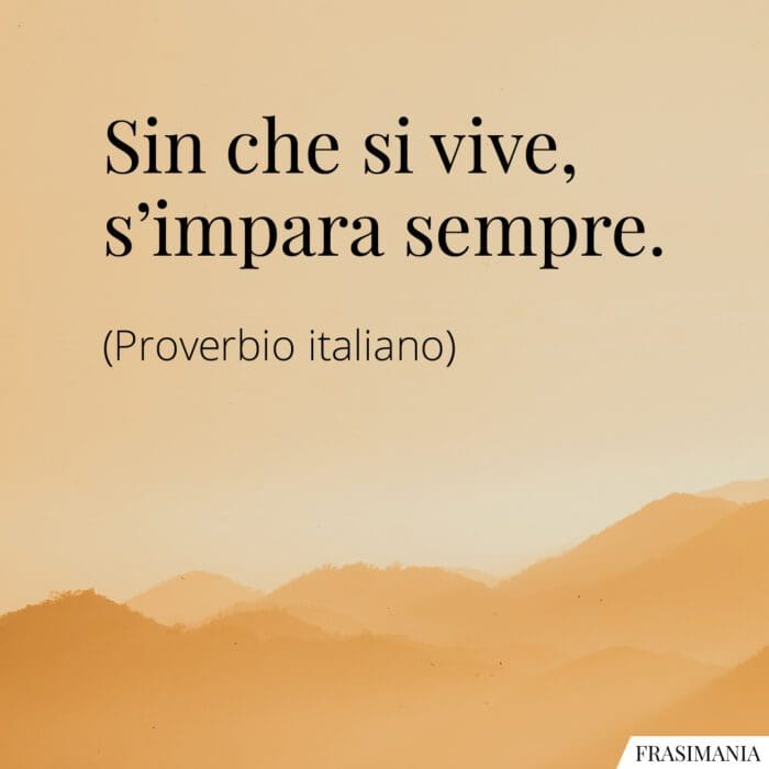 Sin che si vive, s'impara sempre.