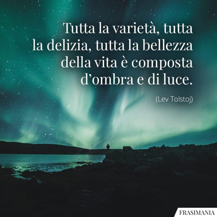 Tutta la varietà, tutta la delizia, tutta la bellezza della vita è composta d'ombra e di luce.