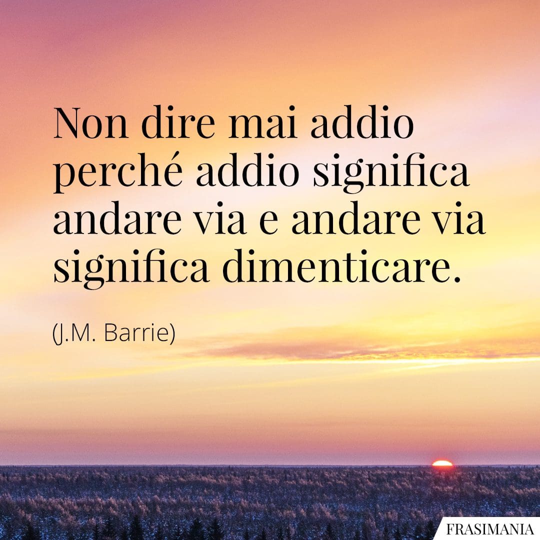 Non dire mai addio perché addio significa andare via e andare via significa dimenticare.