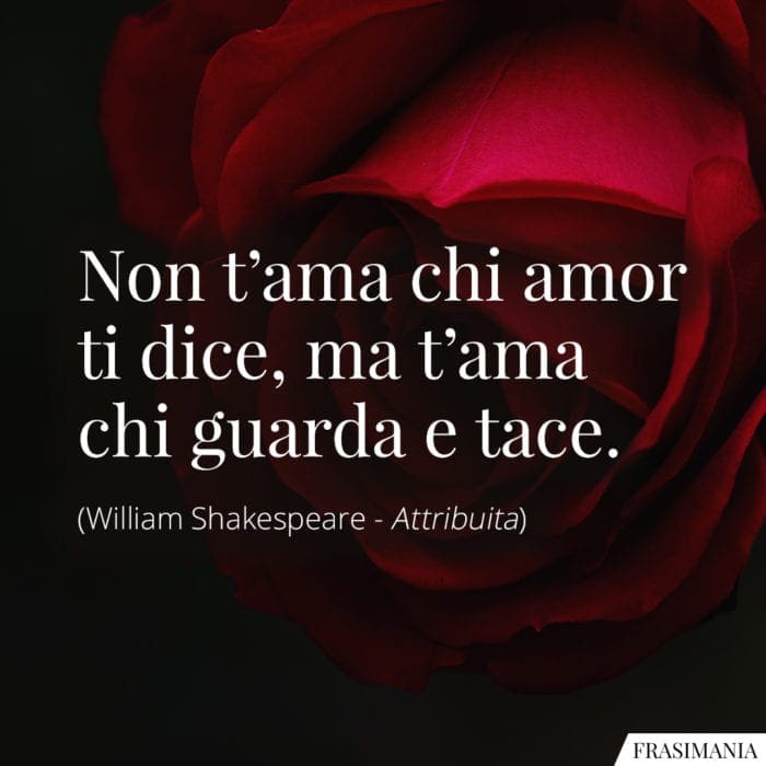 Non t'ama chi amor ti dice, ma t'ama chi guarda e tace.