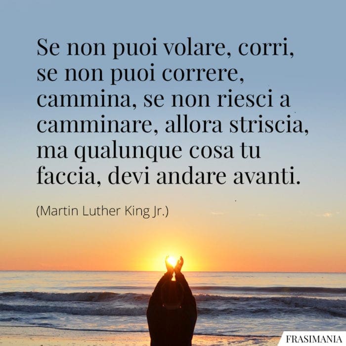 Se non puoi volare, corri, se non puoi correre, cammina, se non riesci a camminare, allora striscia, ma qualunque cosa tu faccia, devi andare avanti.