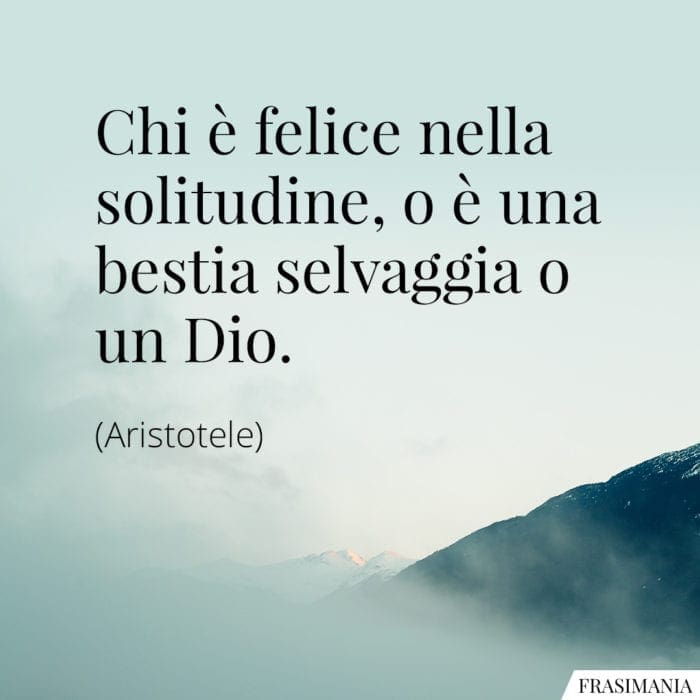 Chi è felice nella solitudine, o è una bestia selvaggia o un Dio.