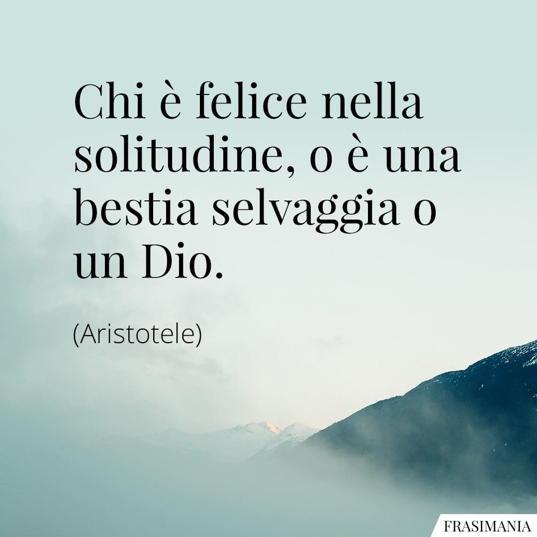Chi è felice nella solitudine, o è una bestia selvaggia o un Dio.