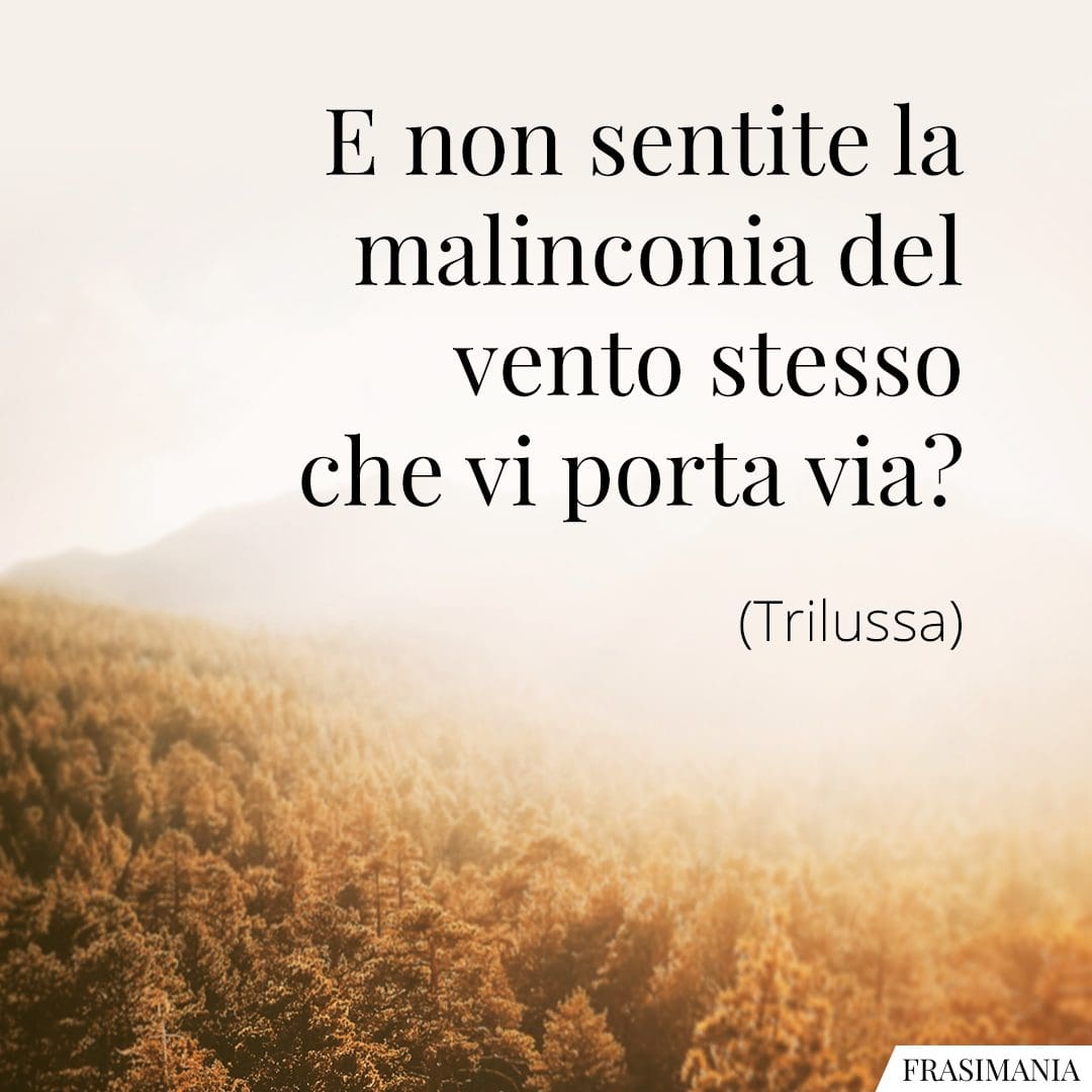 E non sentite la malinconia del vento stesso che vi porta via?