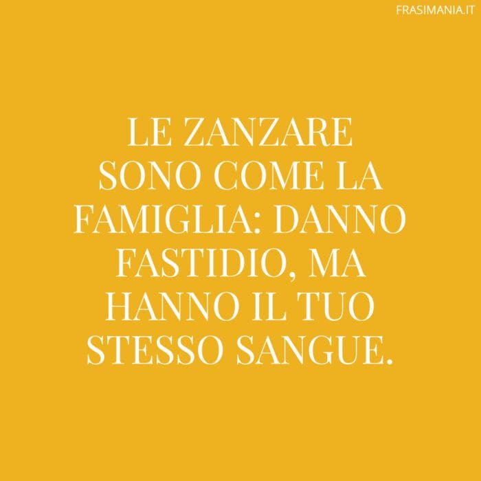 Le zanzare sono come la famiglia: danno fastidio, ma hanno il tuo stesso sangue.