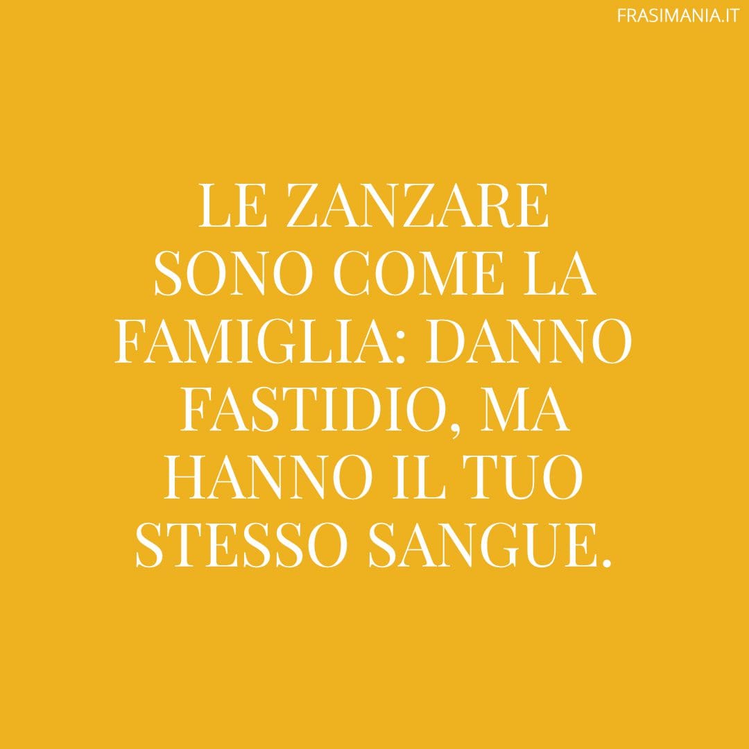 Le zanzare sono come la famiglia: danno fastidio, ma hanno il tuo stesso sangue.