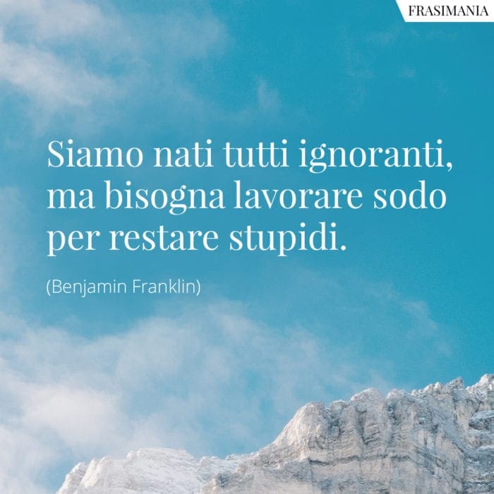 Siamo nati tutti ignoranti, ma bisogna lavorare sodo per restare stupidi.