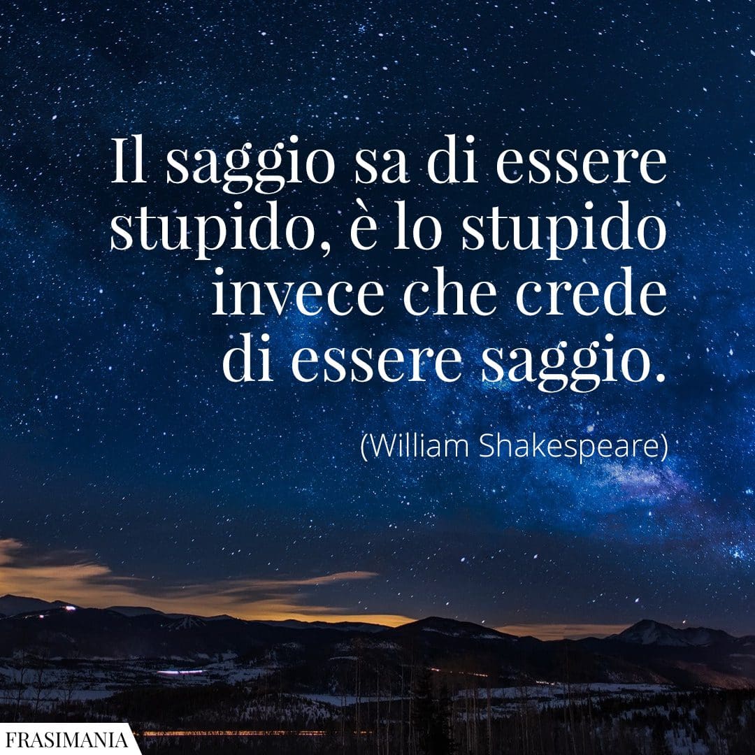 Il saggio sa di essere stupido, è lo stupido invece che crede di essere saggio.