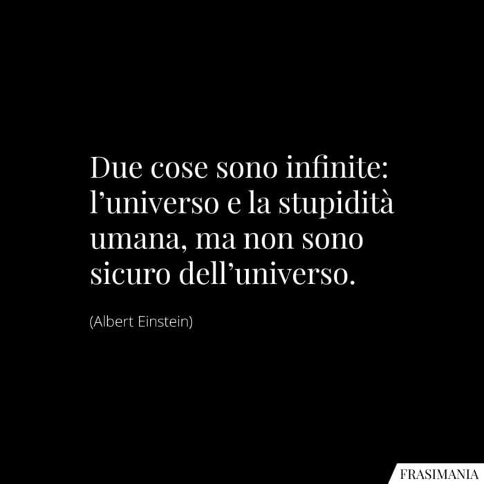 Due cose sono infinite: l'universo e la stupidità umana, ma non sono sicuro dell'universo.