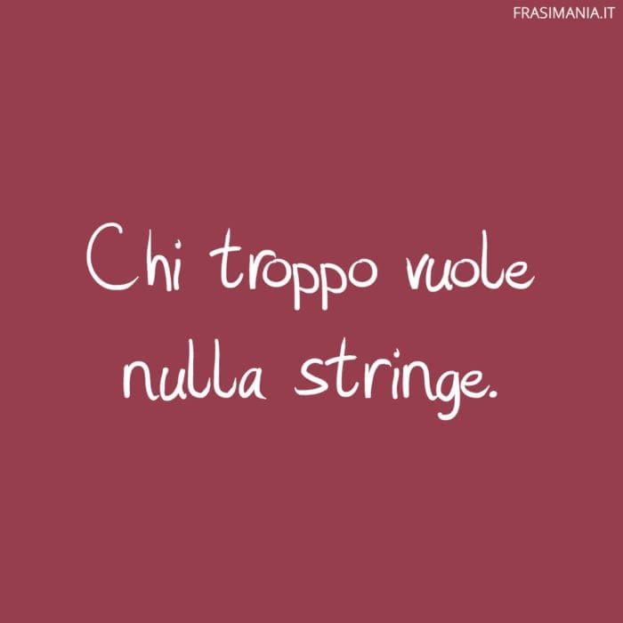 Chi troppo vuole nulla stringe.