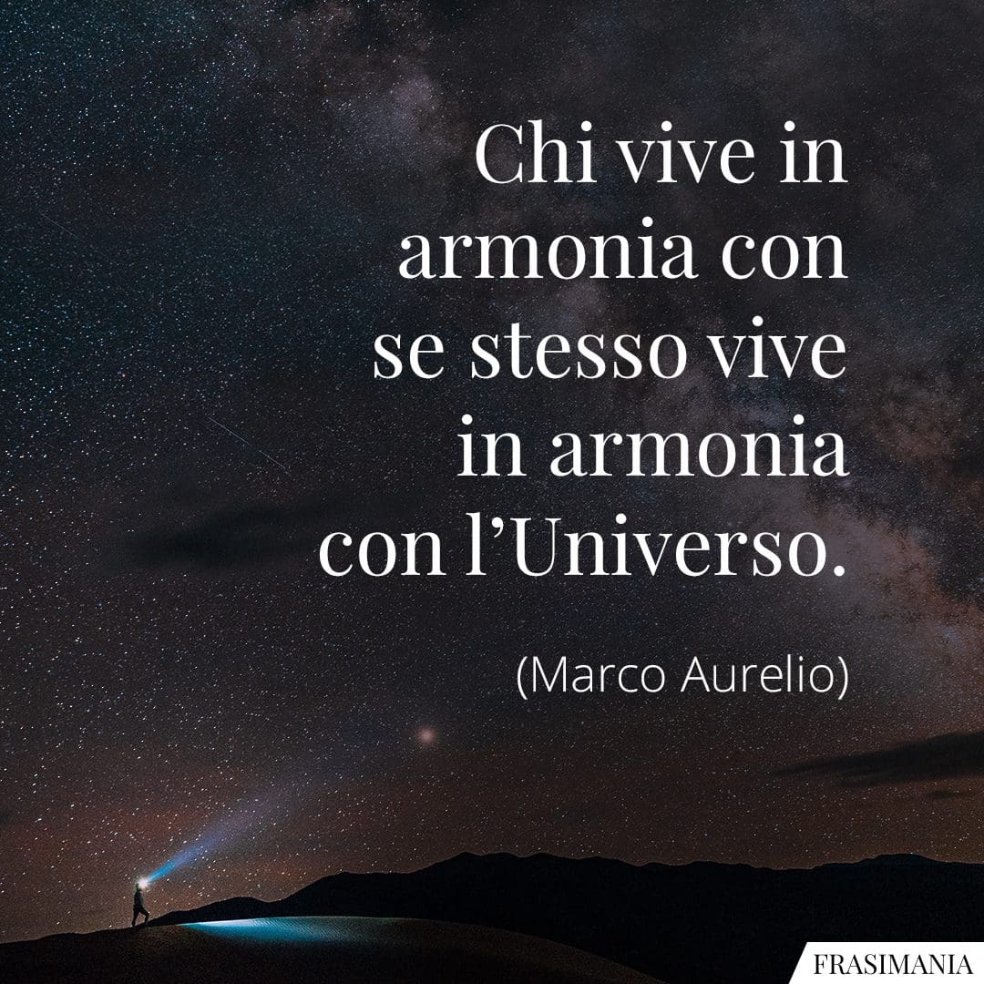 Chi vive in armonia con se stesso vive in armonia con l'Universo.