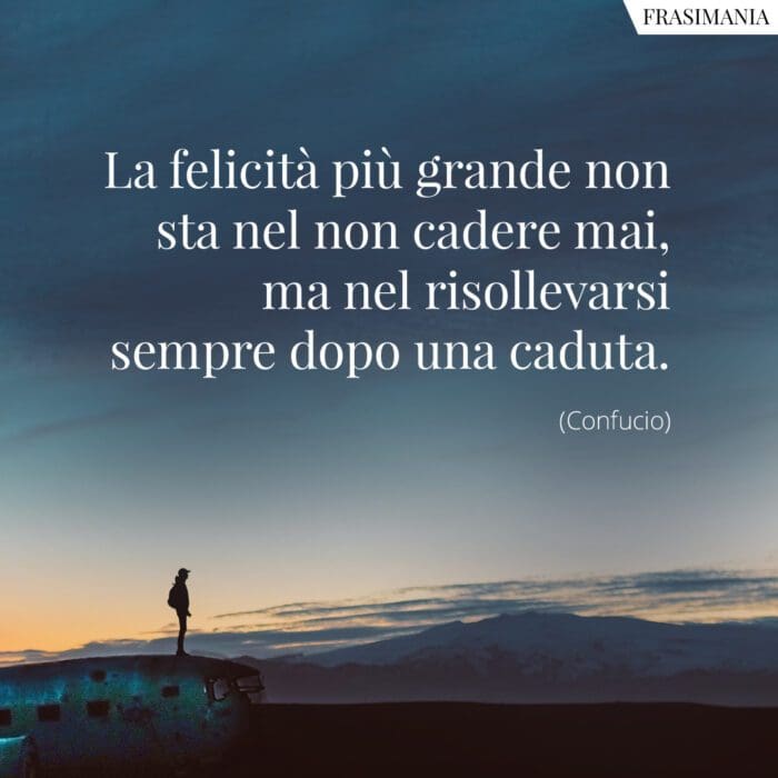 La felicità più grande non sta nel non cadere mai, ma nel risollevarsi sempre dopo una caduta.