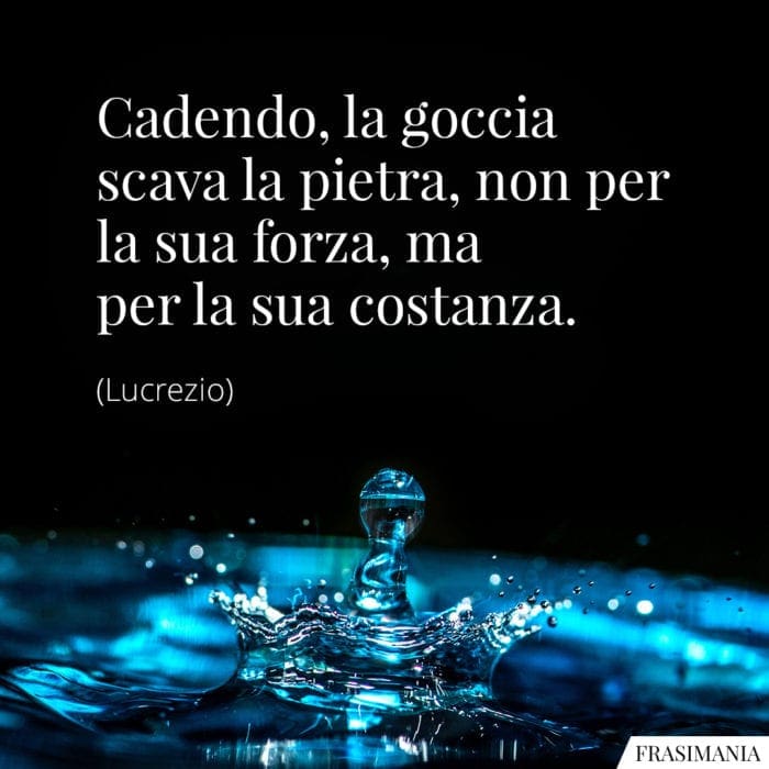 Cadendo, la goccia scava la pietra, non per la sua forza, ma per la sua costanza.