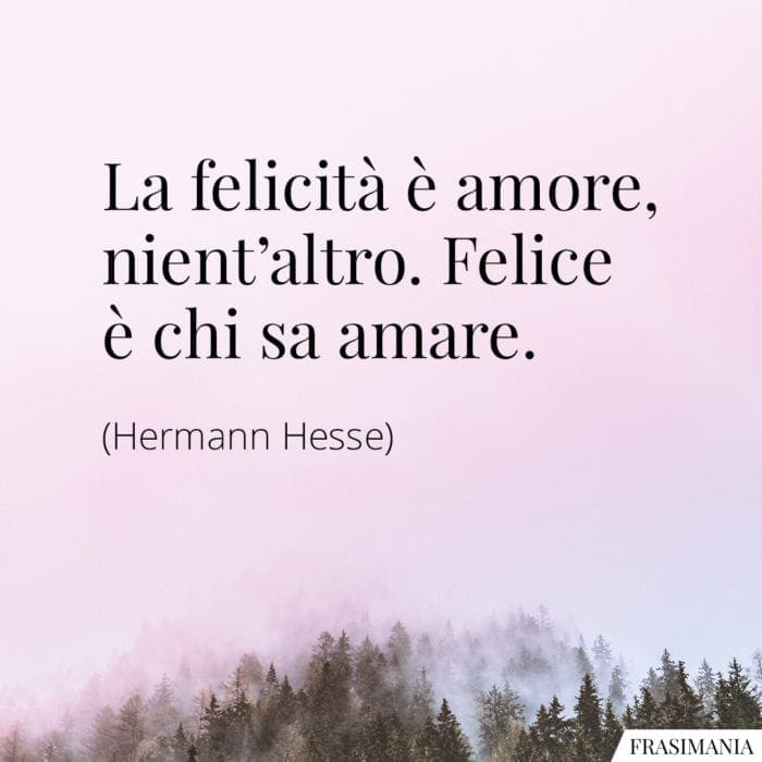 La felicità è amore, nient’altro. Felice è chi sa amare.