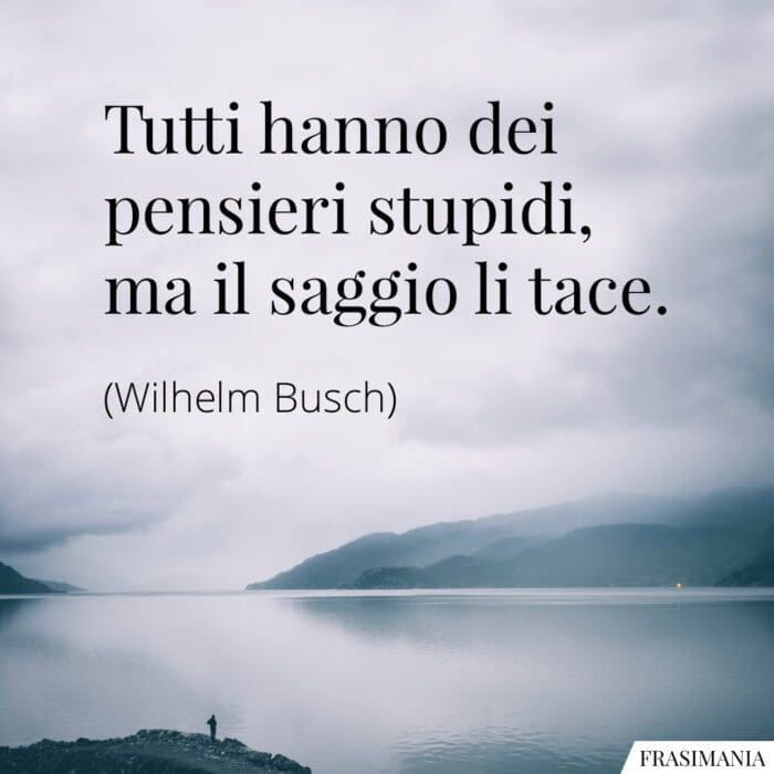 Tutti hanno dei pensieri stupidi, ma il saggio li tace.