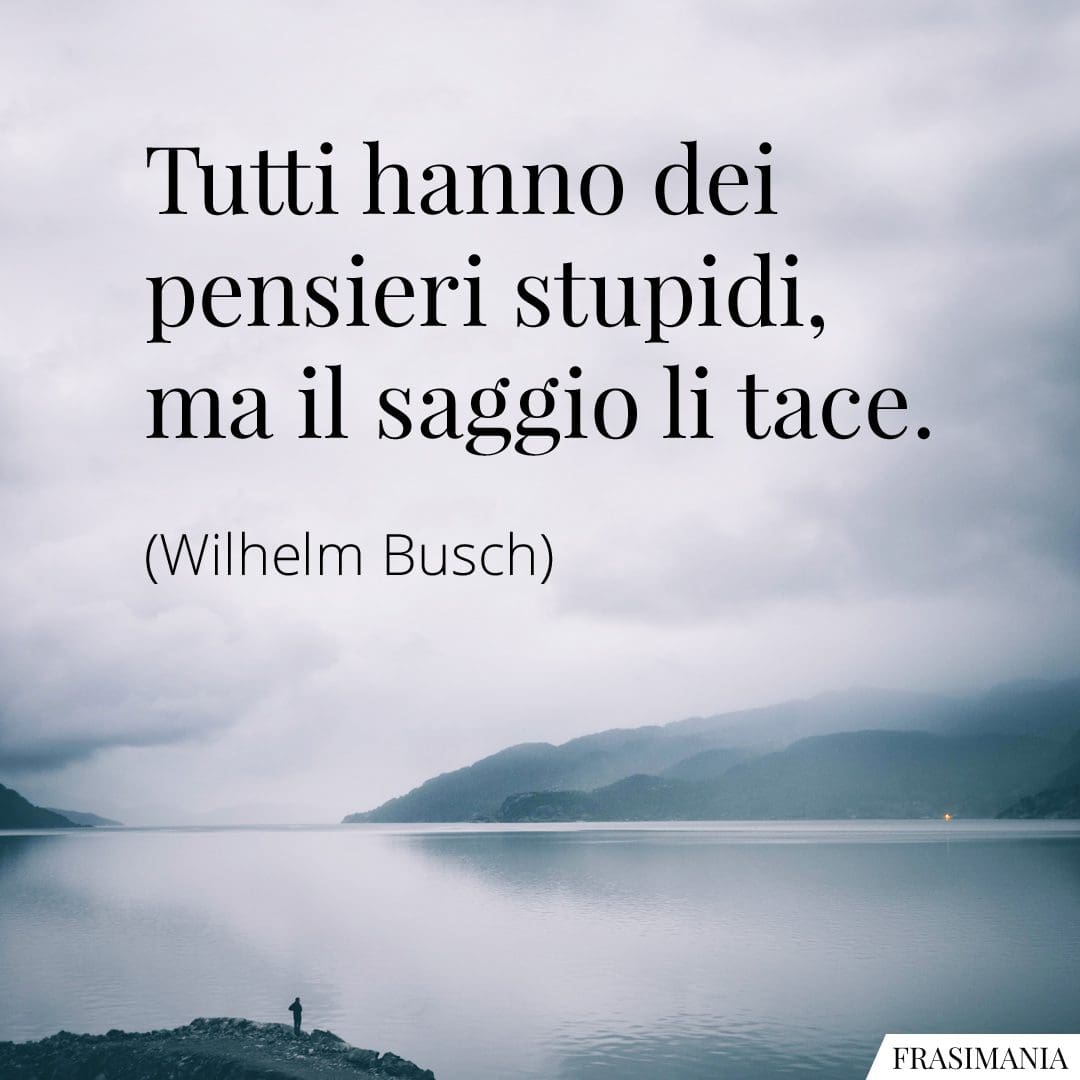 Tutti hanno dei pensieri stupidi, ma il saggio li tace.