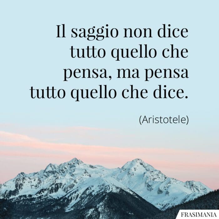 Il saggio non dice tutto quello che pensa, ma pensa tutto quello che dice.