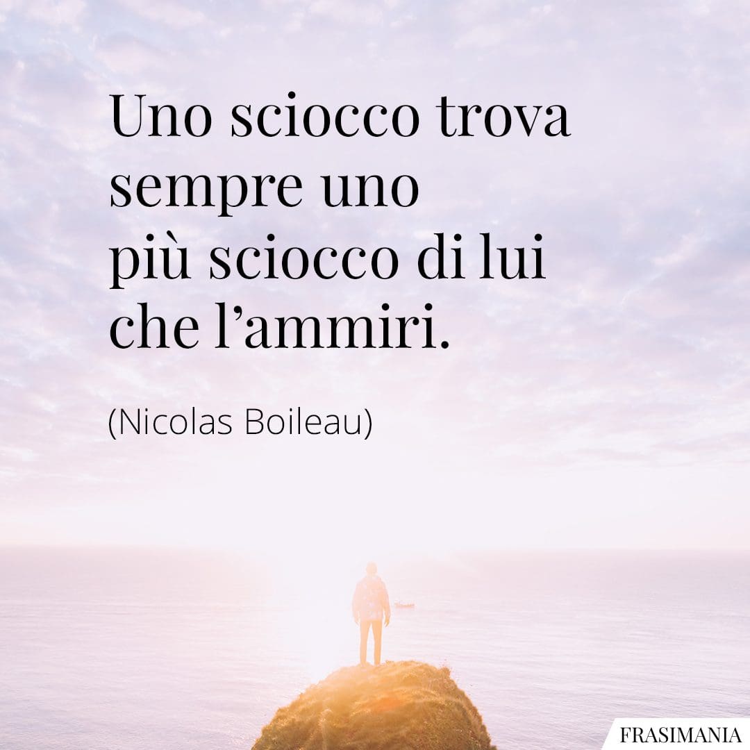 Uno sciocco trova sempre uno più sciocco di lui che l'ammira.