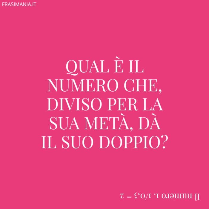 Qual è il numero che, diviso per la sua metà, dà il suo doppio?