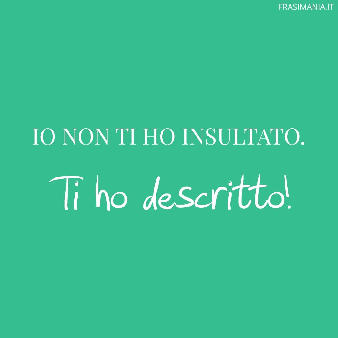 Io non ti ho insultato. Ti ho descritto!