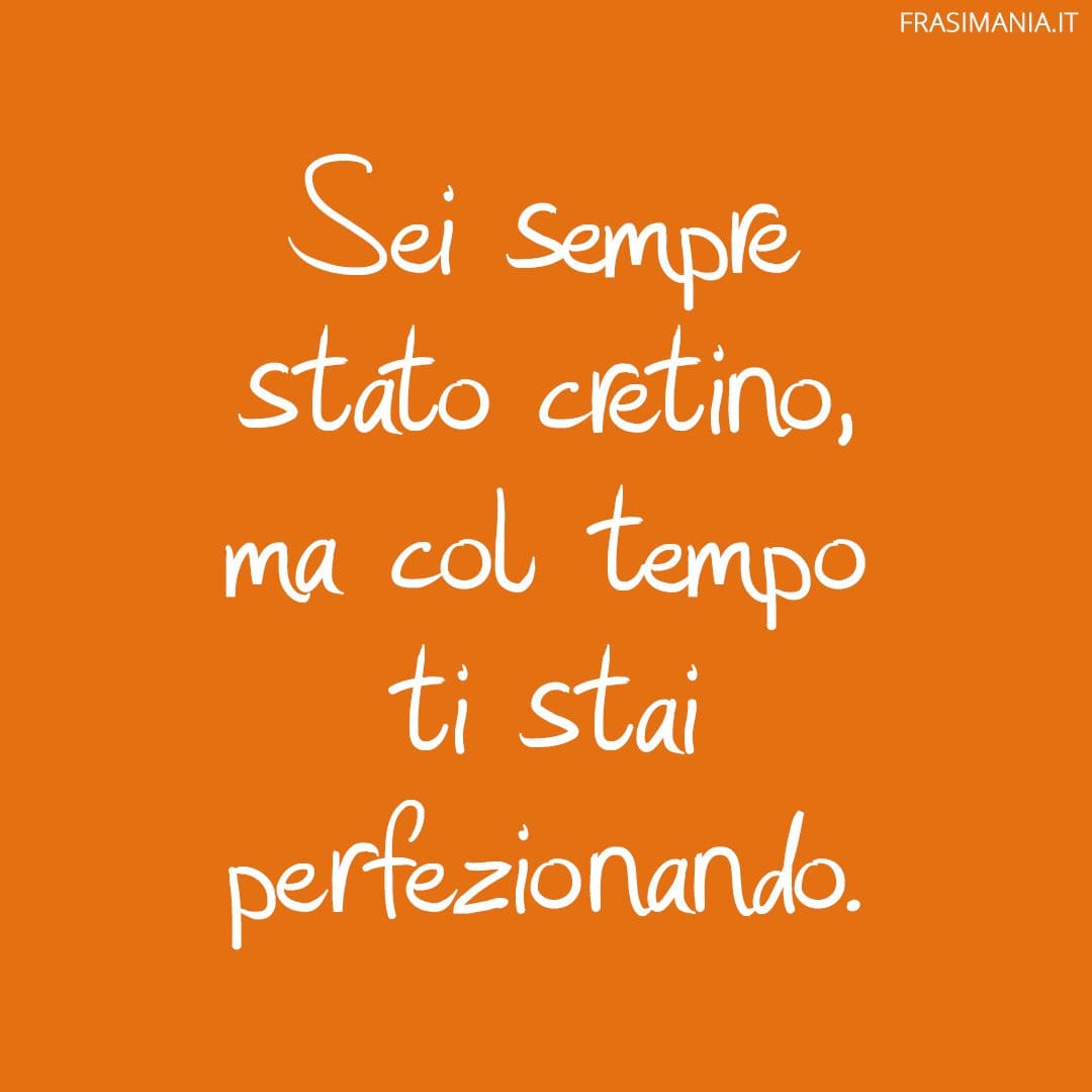 Sei sempre stato cretino, ma col tempo ti stai perfezionando.