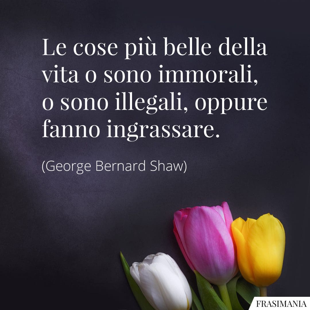 Le cose più belle della vita o sono immorali, o sono illegali, oppure fanno ingrassare.