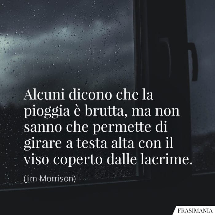 Alcuni dicono che la pioggia è brutta, ma non sanno che permette di girare a testa alta con il viso coperto dalle lacrime.