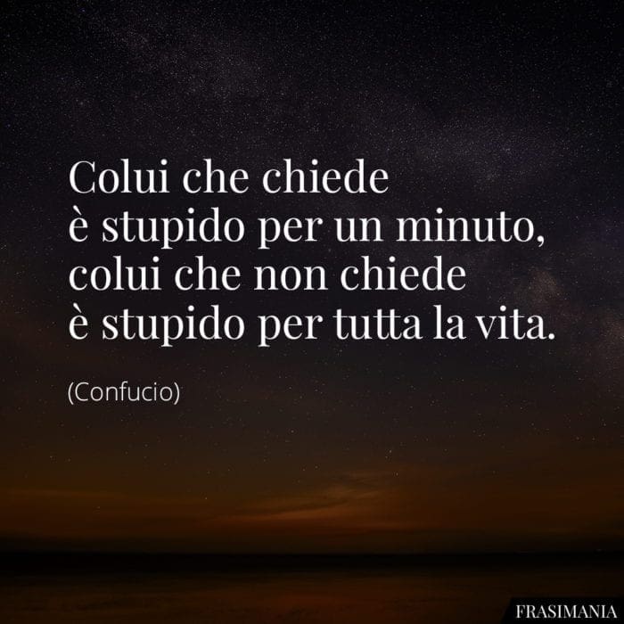 Colui che chiede è stupido per un minuto, colui che non chiede è stupido per tutta la vita.