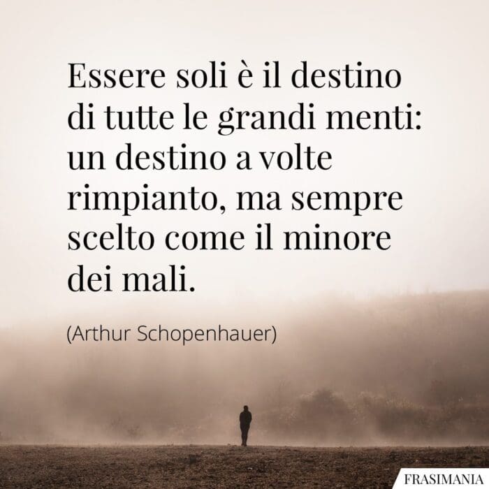 Essere soli è il destino di tutte le grandi menti: un destino a volte rimpianto, ma sempre scelto come il minore dei mali.