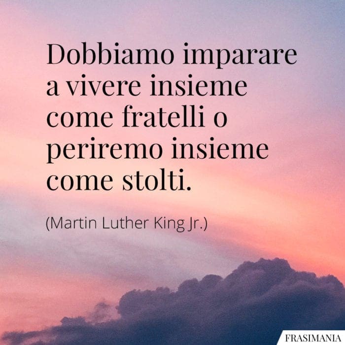 Dobbiamo imparare a vivere insieme come fratelli o periremo insieme come stolti.